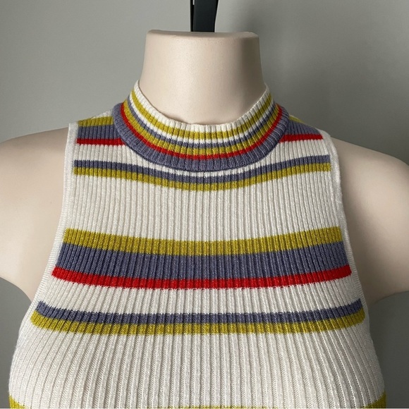 Moth Linen Blend Sleeveless High Neck Sweater Striped Size Small ANTHRO - Picture 5 of 7